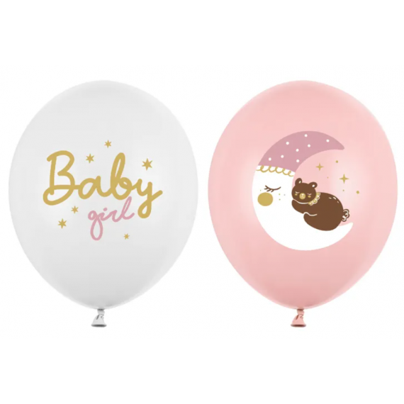 Balon lateksowy 30 cm, Baby Girl, mix różowy