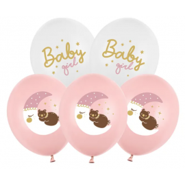 Balon lateksowy 30 cm, Baby Girl, mix różowy