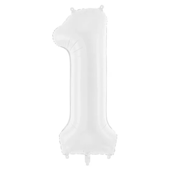 Balon foliowy Cyfra ''1'', 86 cm, biały