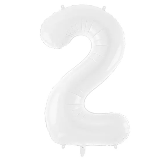 Balon foliowy Cyfra ''2'', 86 cm, biały