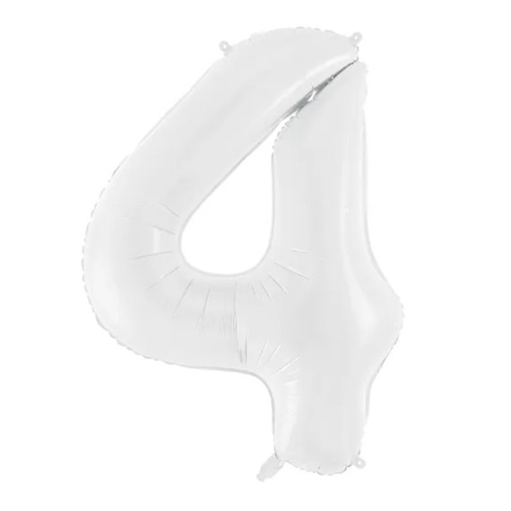 Balon foliowy Cyfra ''4'', 86 cm, biały