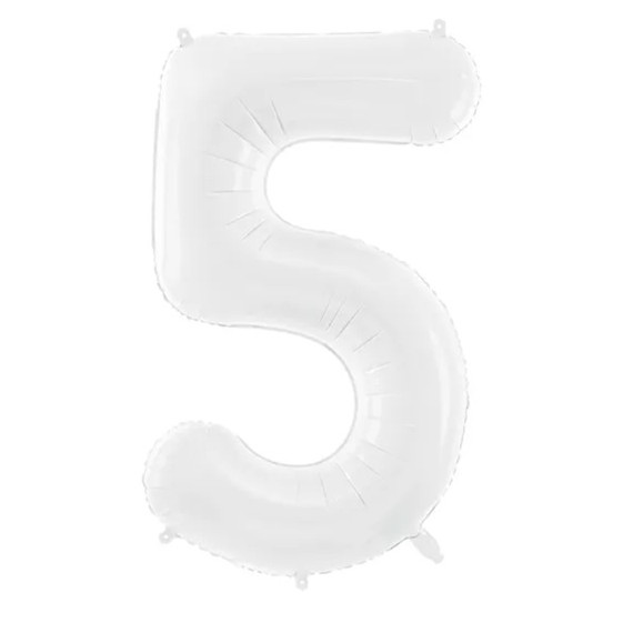 Balon foliowy Cyfra ''5'', 86 cm, biały