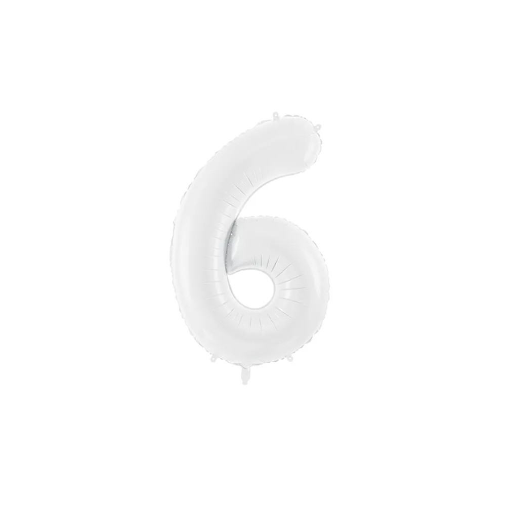 Balon foliowy Cyfra ''6'', 86 cm, biały