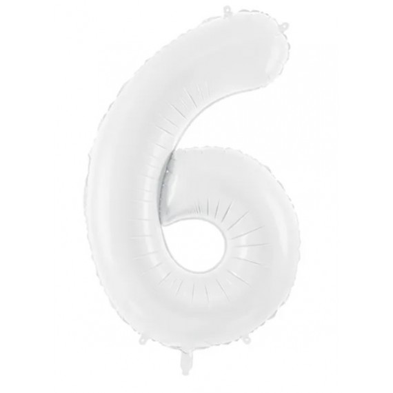 Balon foliowy Cyfra ''6'', 86 cm, biały