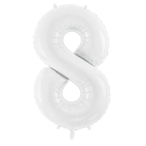 Balon foliowy Cyfra ''8'', 86 cm, biały