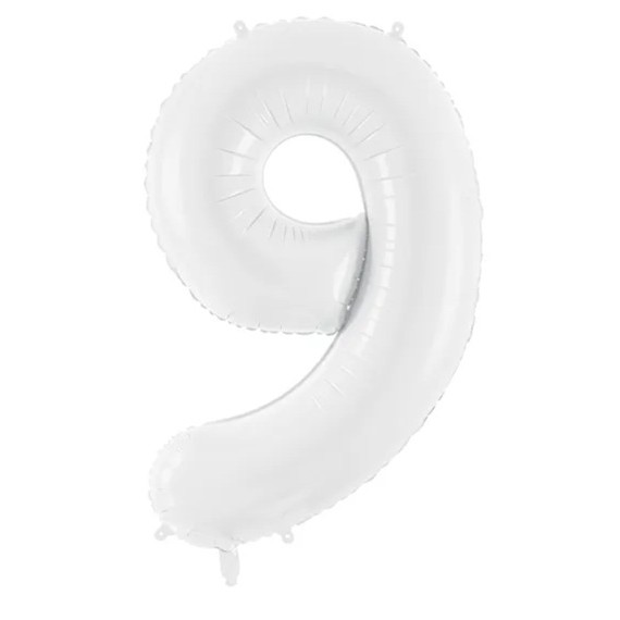 Balon foliowy Cyfra ''9'', 86 cm, biały