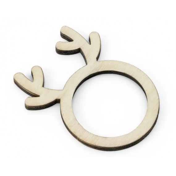 Drewniane obrączki na serwetki Renifery, naturalne drewno