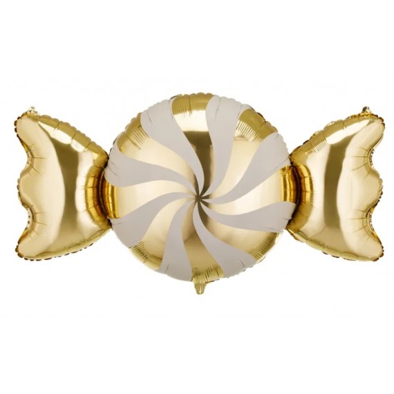 Balon foliowy Cukierek, 113x54 cm, beżowo-złoty