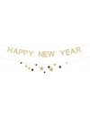 Baner Happy New Year z gwiazdkami, 300 cm, złoty