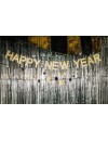 Baner Happy New Year z gwiazdkami, 300 cm, złoty