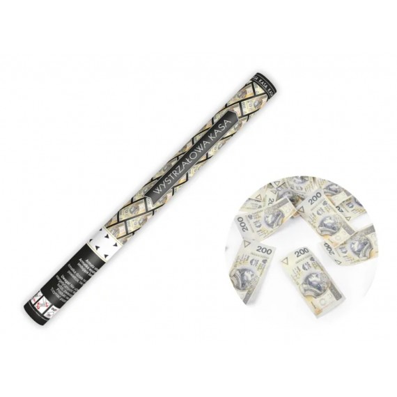 Tuba strzelająca banknotami '200 PLN', 60 cm