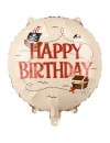 Balon foliowy Happy Birthday Piraci, 35 cm, beżowy