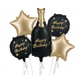 Zestaw balonów foliowych Butelka Happy Birthday, mix