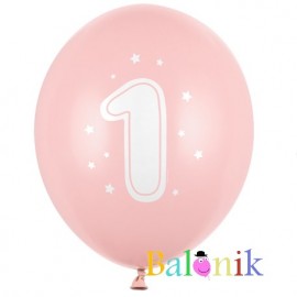 Balon lateksowy różowy cyfra 1