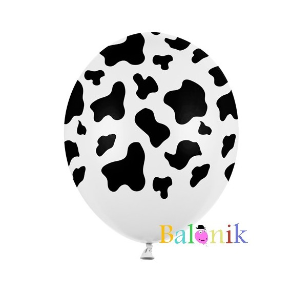 Balon lateksowy biały krowie łaty / farma