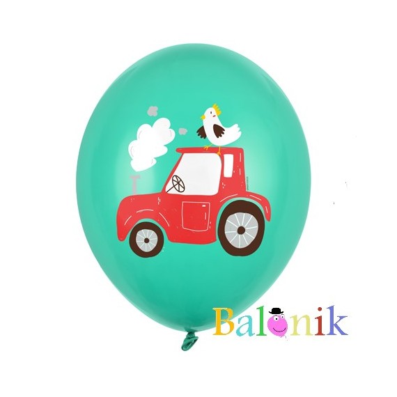 Balon lateksowy zielony traktor / farma