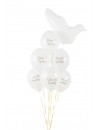 Balon lateksowy biały z nadrukiem - chrzest święty złoty