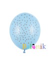 Balon lateksowy niebieski srebrne kropki / konfetti