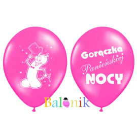 Balon lateksowy ciemno różowy z nadrukiem - gorączka panieńskiej nocy