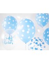 Balon lateksowy jasno niebieski - białe groszki