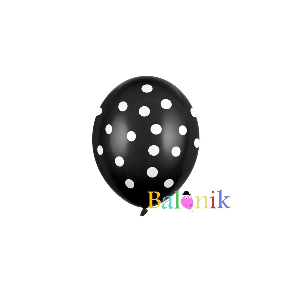 Balon lateksowy czarny - białe groszki