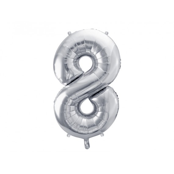 Balon foliowy Cyfra ''8'', 86cm srebrny