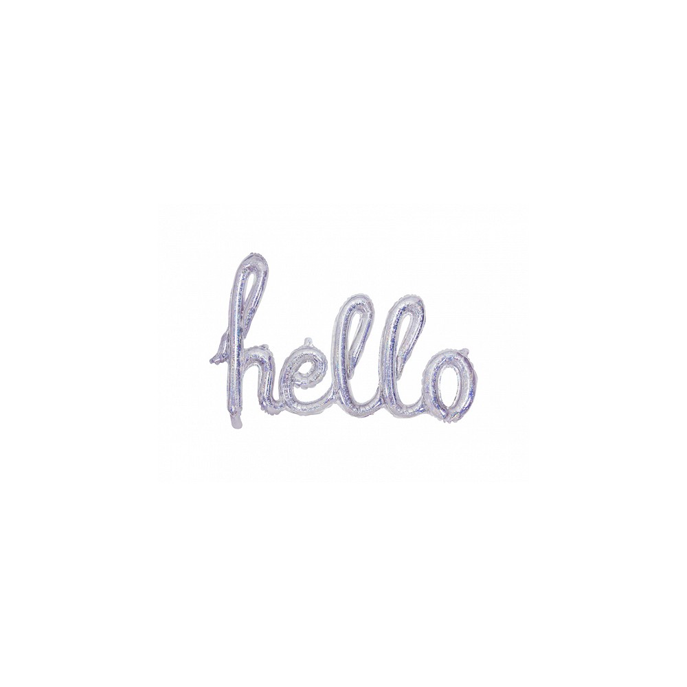Balon foliowy Hello, srebrny holograficzny