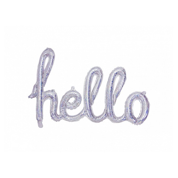 Balon foliowy Hello, srebrny holograficzny