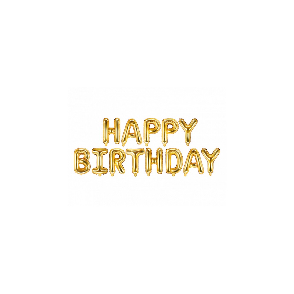 Balon foliowy Happy Birthday, 340x35cm, złoty