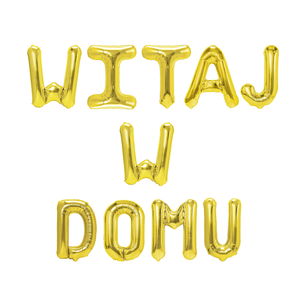 Balon foliowy napis WITAJ W DOMU złoty