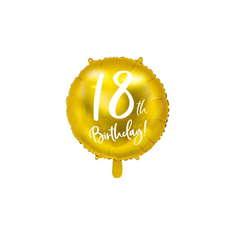 Balon foliowy 18th Birthday, złoty, 45cm