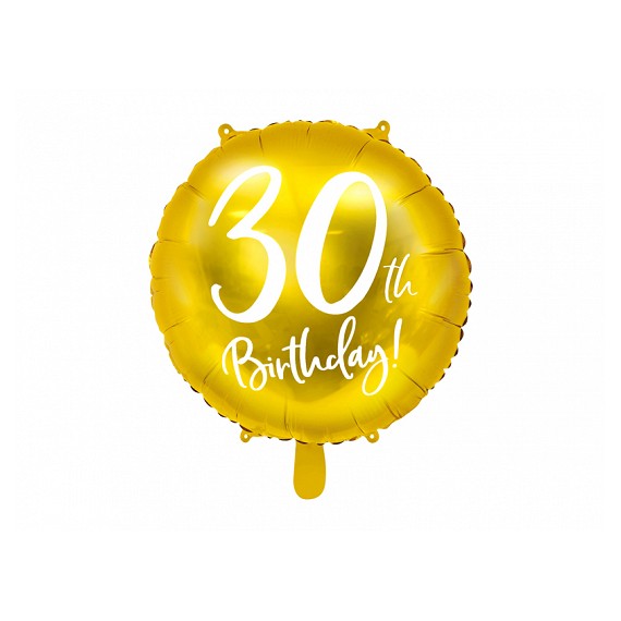 Balon foliowy 30th Birthday, złoty, 45cm