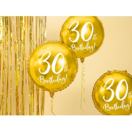 Balon foliowy 30th Birthday, złoty, 45cm