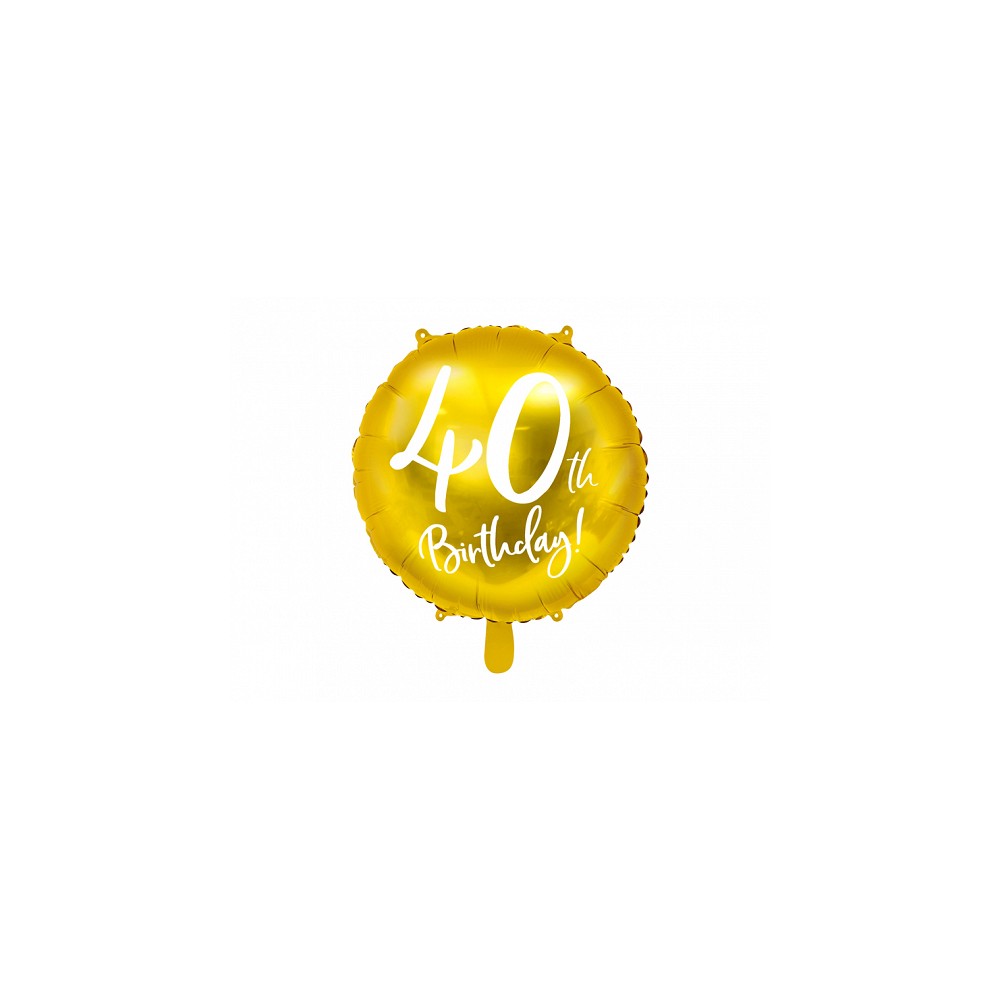 Balon foliowy 40th Birthday, złoty, 45cm