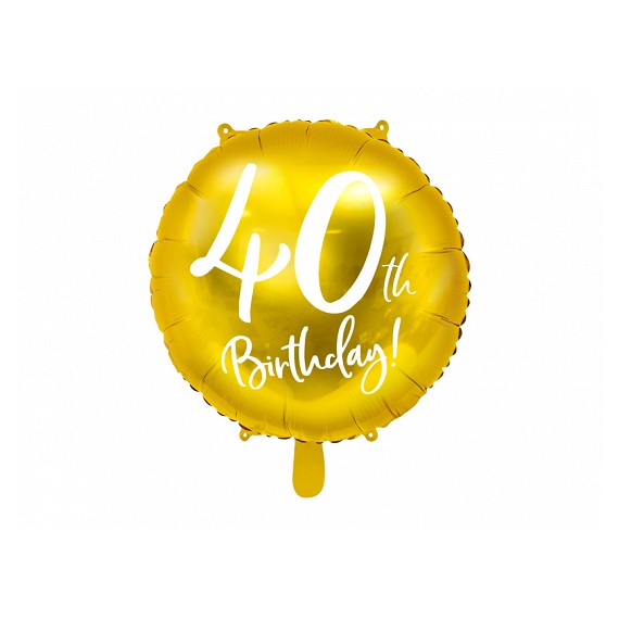 Balon foliowy 40th Birthday, złoty, 45cm