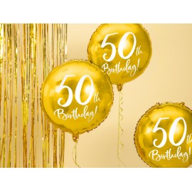 Balon foliowy 50th Birthday, złoty, 45cm