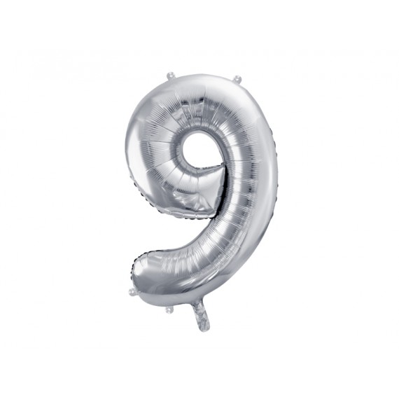 Balon foliowy Cyfra ''9'', 86cm srebrny