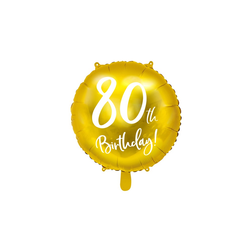 Balon foliowy 80th Birthday, złoty, 45cm