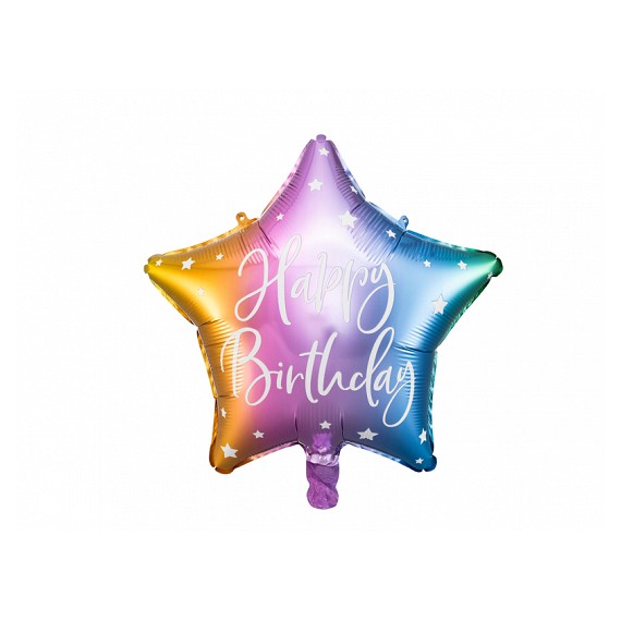 Balon foliowy Happy Birthday, tęczowy