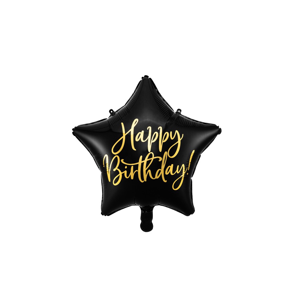 Balon foliowy Happy Birthday, czarny