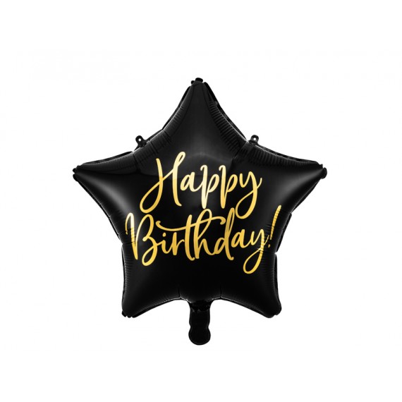 Balon foliowy Happy Birthday, czarny