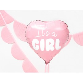 Balon foliowy Serce - It's a girl, jasny różowy
