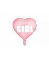 Balon foliowy Serce - It's a girl, jasny różowy