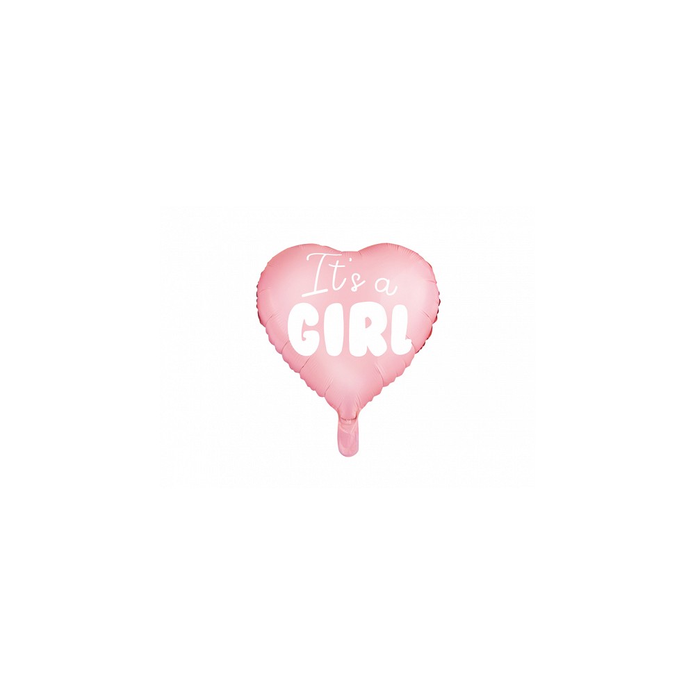 Balon foliowy Serce - It's a girl, jasny różowy