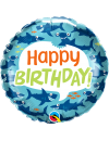 Balon foliowy okrągły Happy birthday rekiny 18" QL