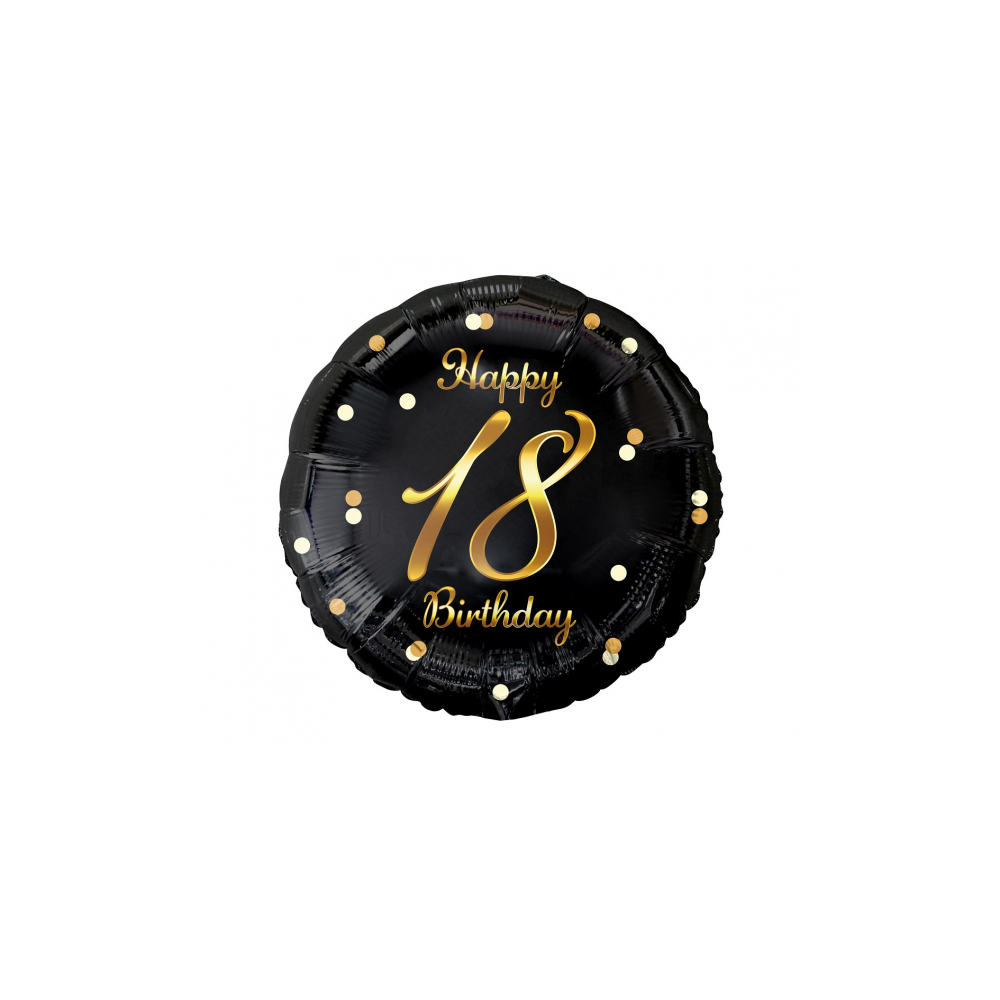 Balon foliowy okrągły 18 Happy birthday złoty