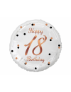 Balon foliowy okrągły 18 Happy birthday złoty róż
