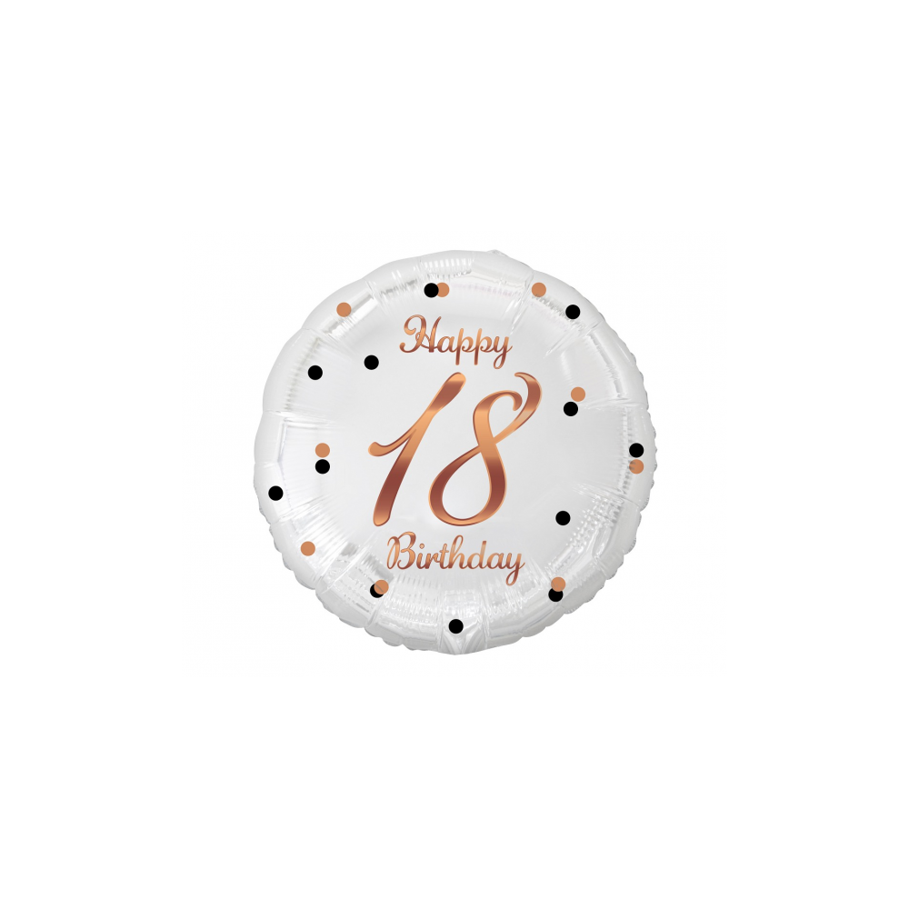 Balon foliowy okrągły 18 Happy birthday złoty róż