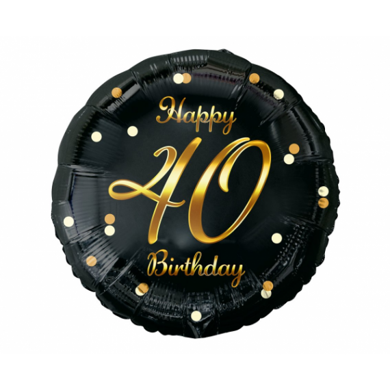 Balon foliowy okrągły 40 Happy birthday złoty