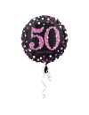 Balon foliowy okrągły 50 Happy birthday różowy